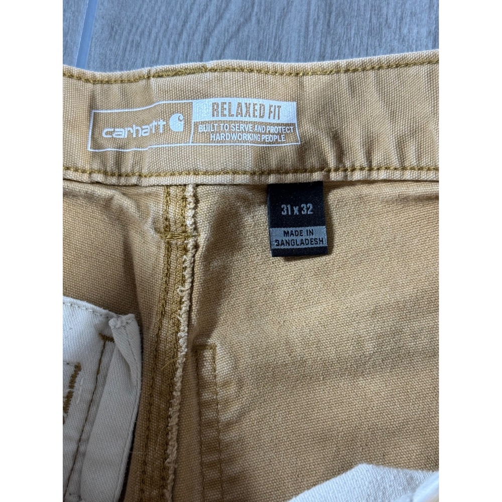 Carhartt Double Knee Work Pants 31x32 Tan Relaxed Fit Rugged Canvas Distressed - Picture 6 of 8